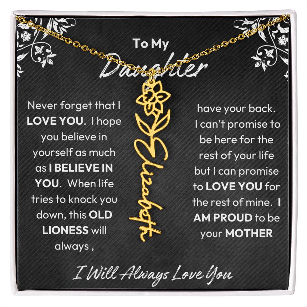 To My Daughter | Proud To Be Your Mother | Birth Flower Necklace