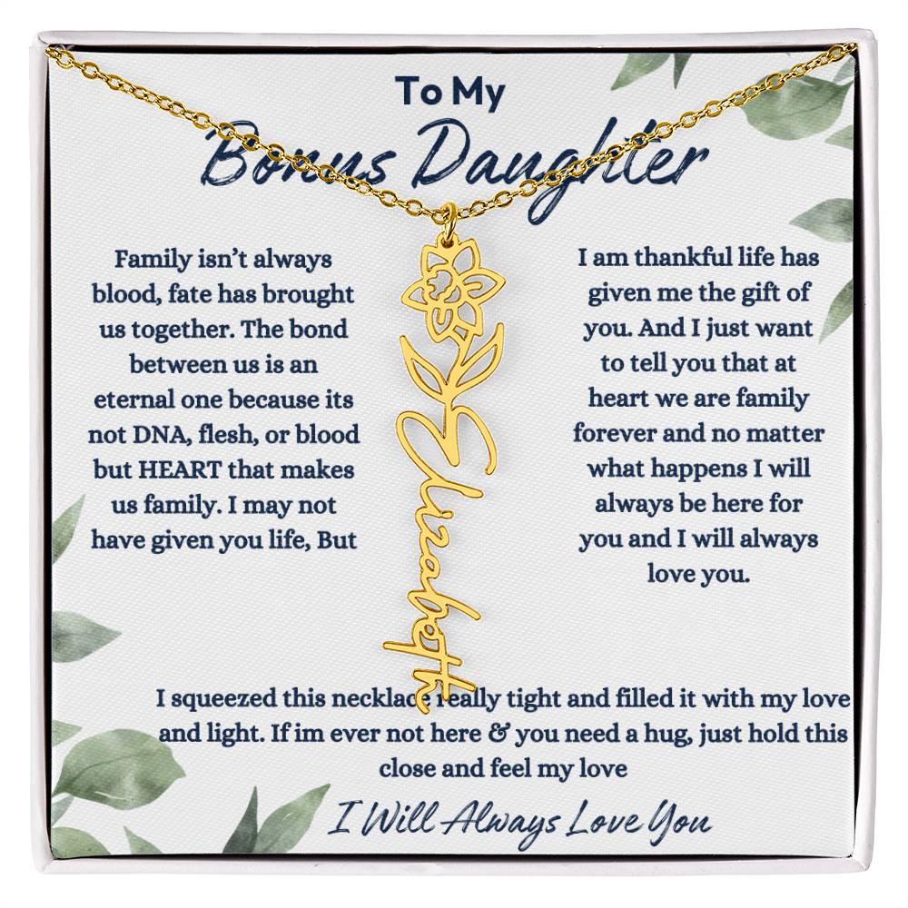 To My Bonus Daughter | Life gave me the Gift of You |  Birth Flower Necklace