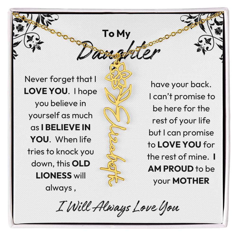 To My Daughter | I Believe In You | Birth Flower Necklace | From Mom