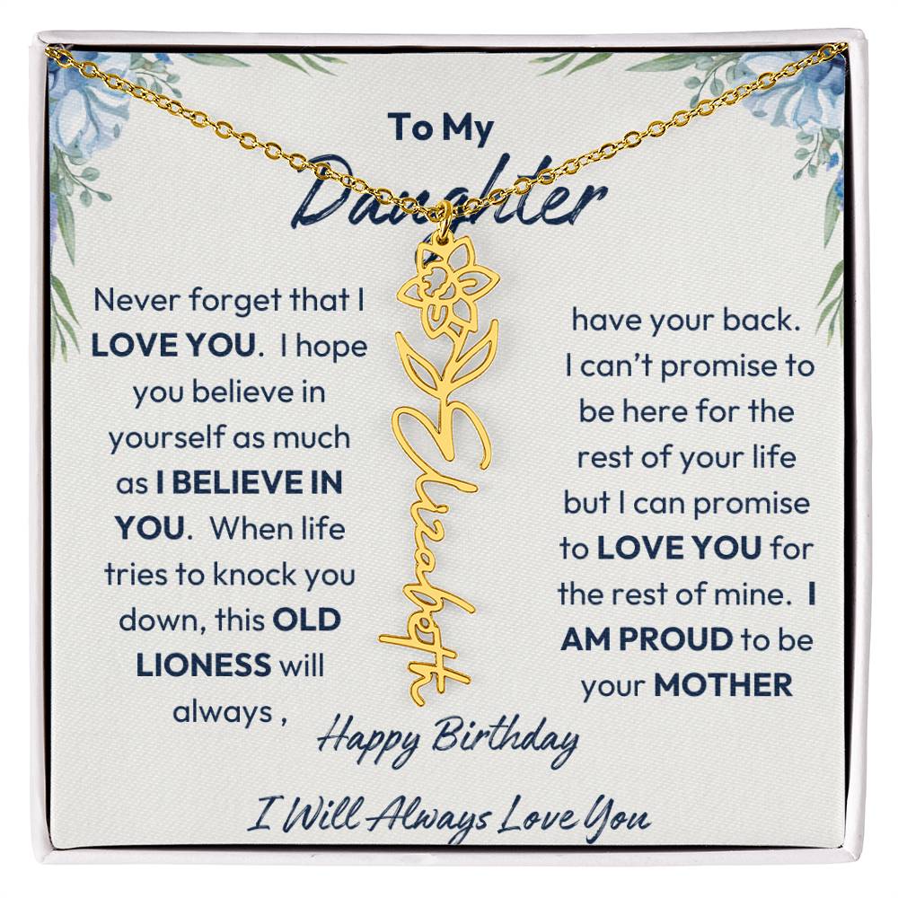 To My Daughter | Proud To Be Your Mother | Happy Birthday | Birth Flower Necklace