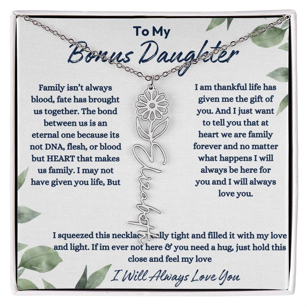 To My Bonus Daughter | Life gave me the Gift of You |  Birth Flower Necklace