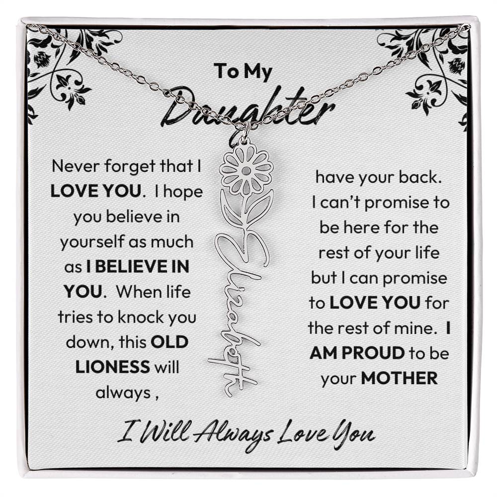 To My Daughter | I Believe In You | Birth Flower Necklace | From Mom