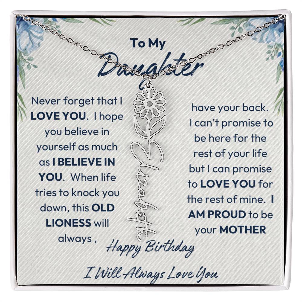 To My Daughter | Proud To Be Your Mother | Happy Birthday | Birth Flower Necklace