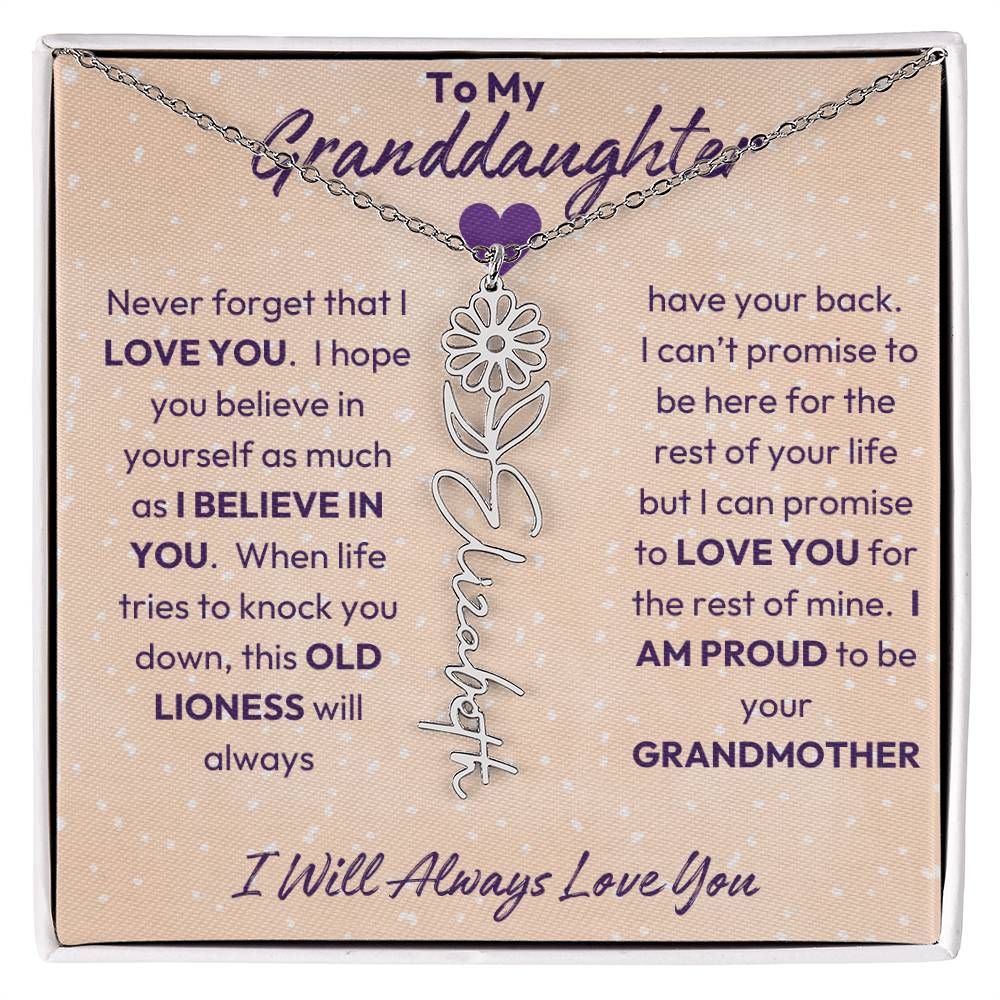 My Granddaughter | I will Always Love you | Birth Flower | 18K Gold  Finish