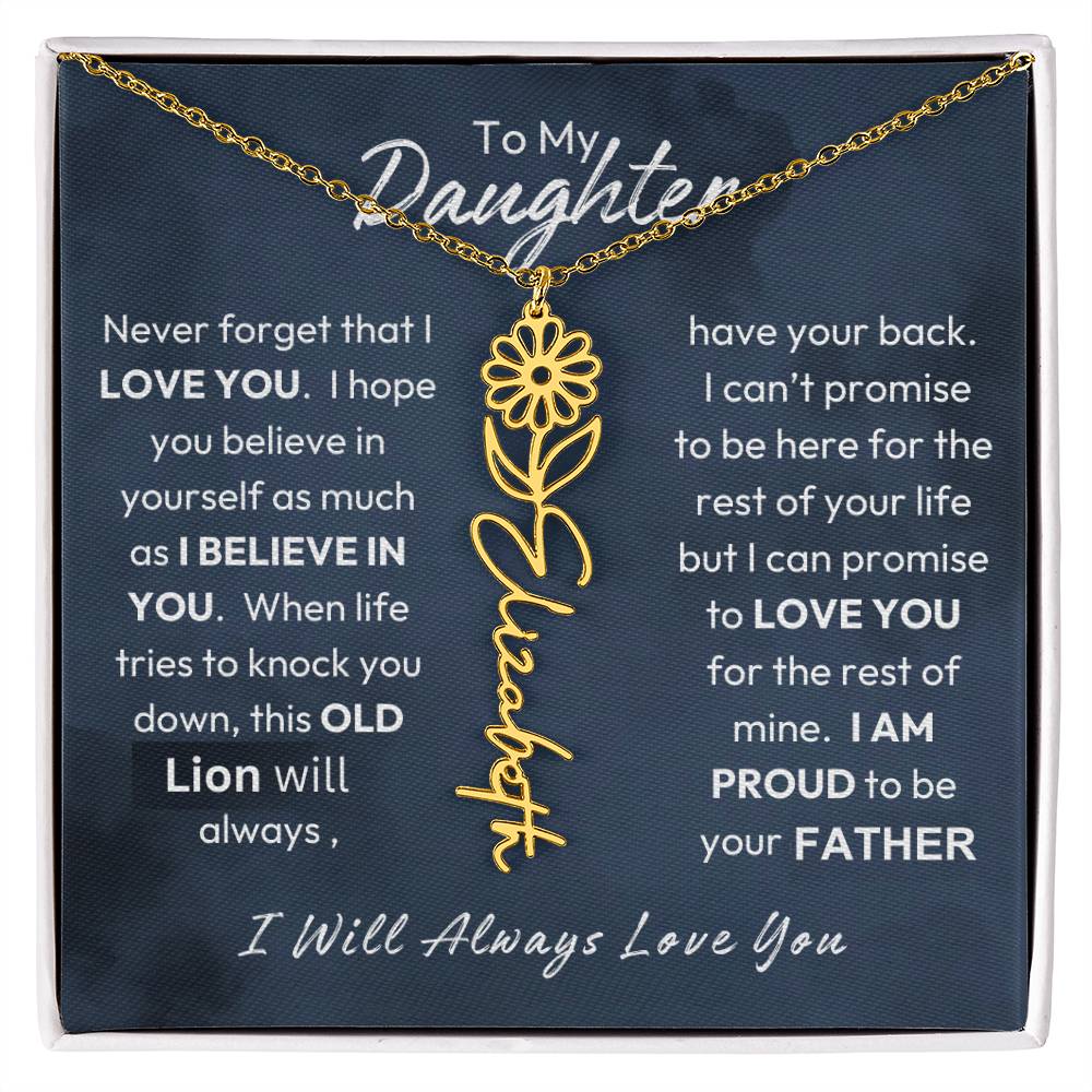 Father-Daughter | Believe In Yourself | Birth Flower Necklace | Gold Necklace