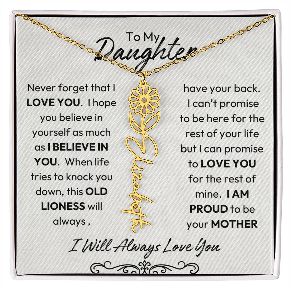 To My Daughter | Believe In You | Birth flower Necklace |  Mother-Daughter Keepsake