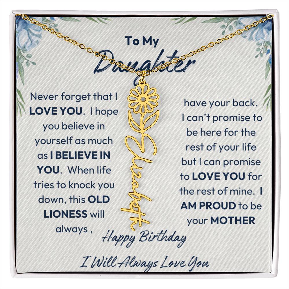 To My Daughter | Proud To Be Your Mother | Happy Birthday | Birth Flower Necklace