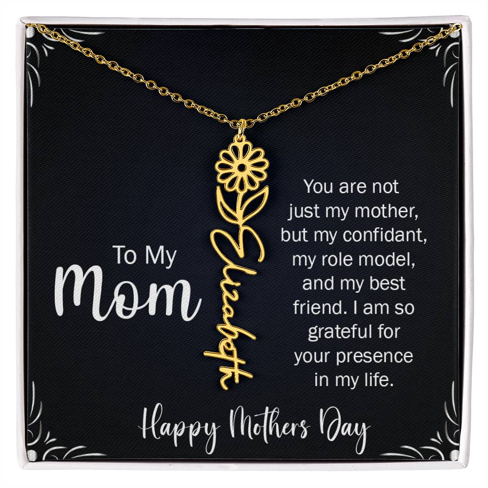 Happy Mothers day | My Best Friend, My Mom | Custom Birth Flower Necklace | 18K Gold Finish