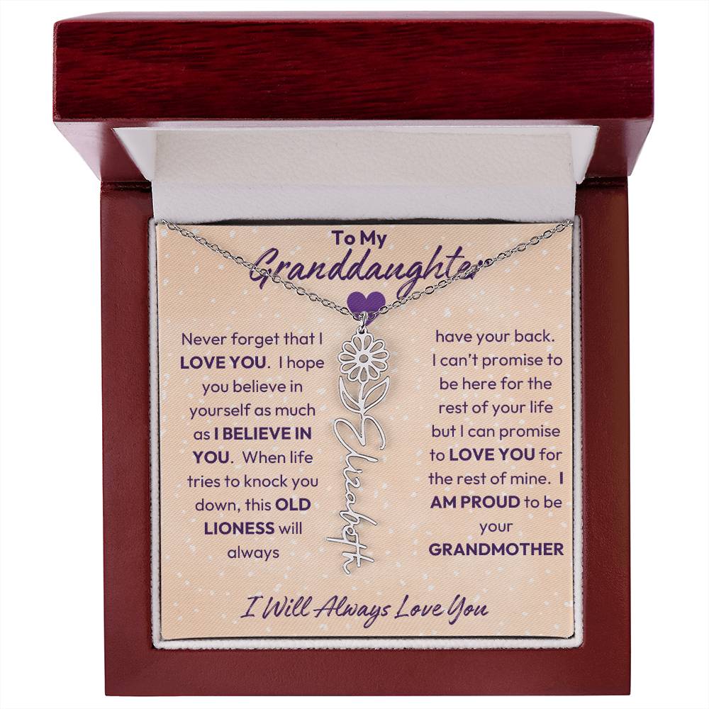 My Granddaughter | I will Always Love you | Birth Flower | 18K Gold  Finish