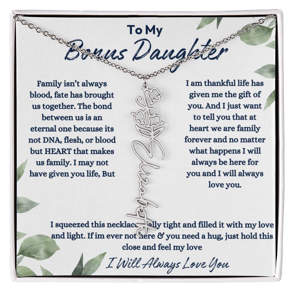 To My Bonus Daughter | Life gave me the Gift of You |  Birth Flower Necklace