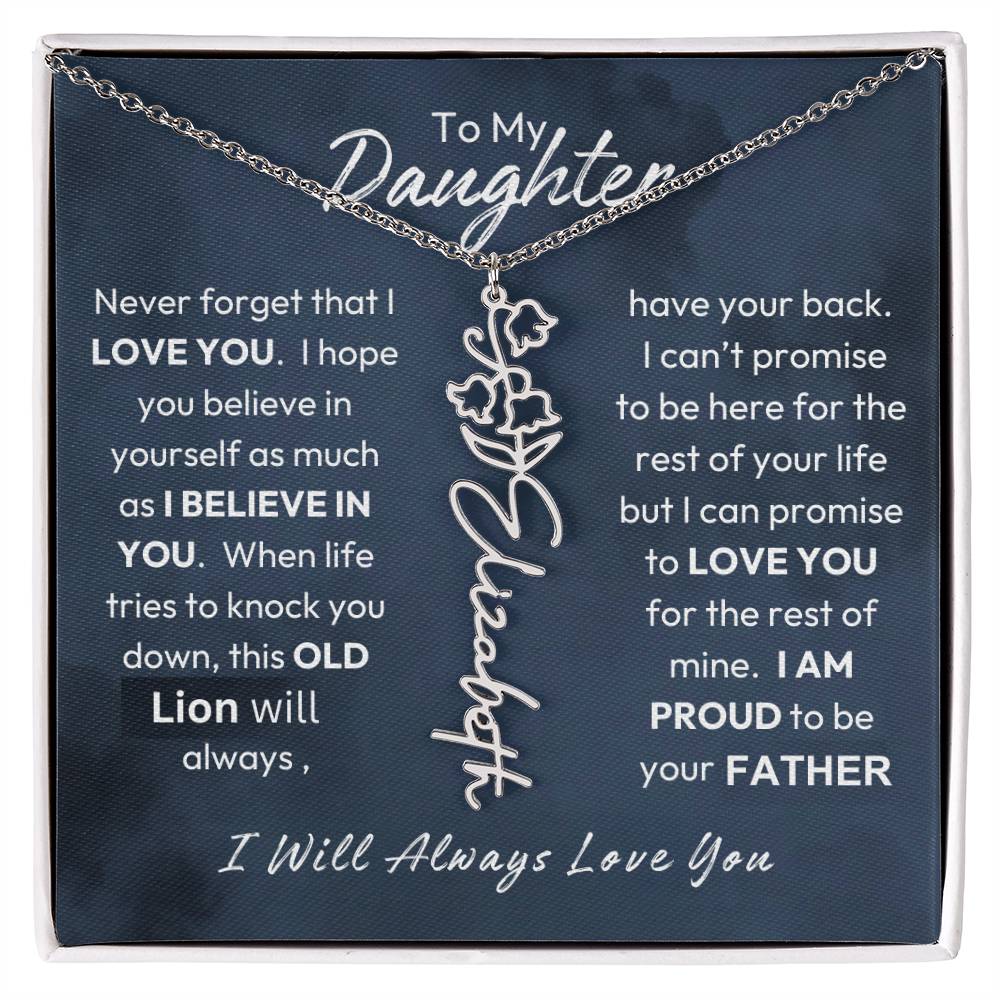 Father-Daughter | Believe In Yourself | Birth Flower Necklace | Gold Necklace