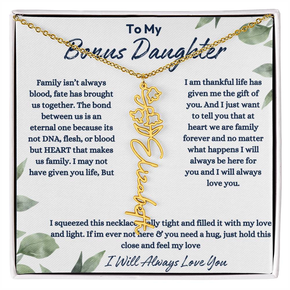 To My Bonus Daughter | Life gave me the Gift of You |  Birth Flower Necklace