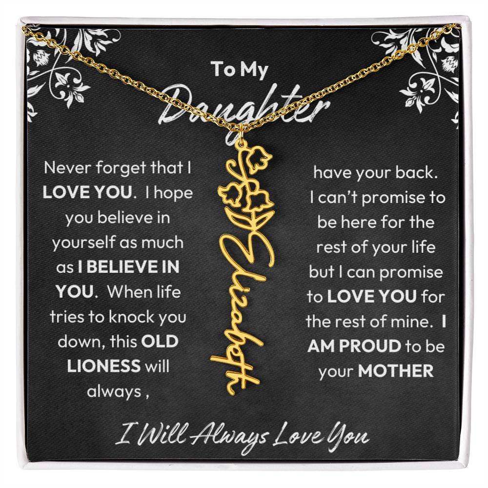 To My Daughter | Proud To Be Your Mother | Birth Flower Necklace