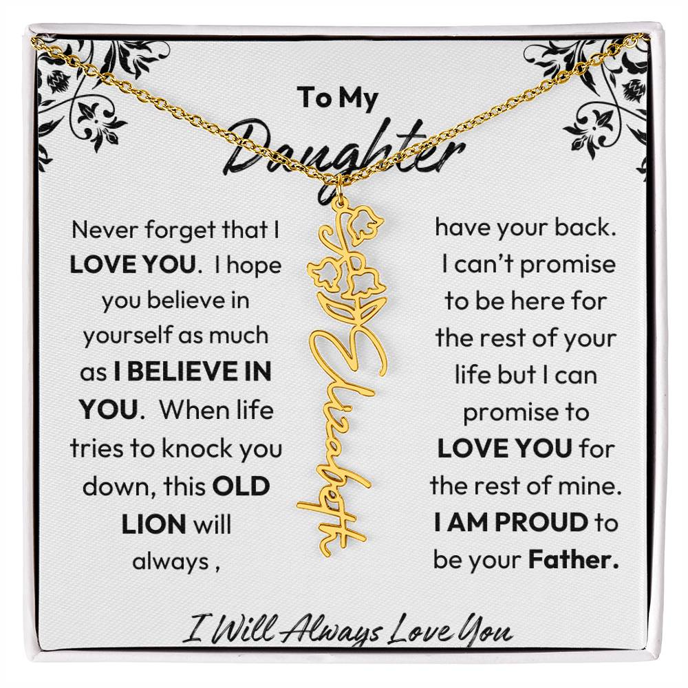 Father-Daughter |  I Believe In You | Birth Flower Necklace | Gold