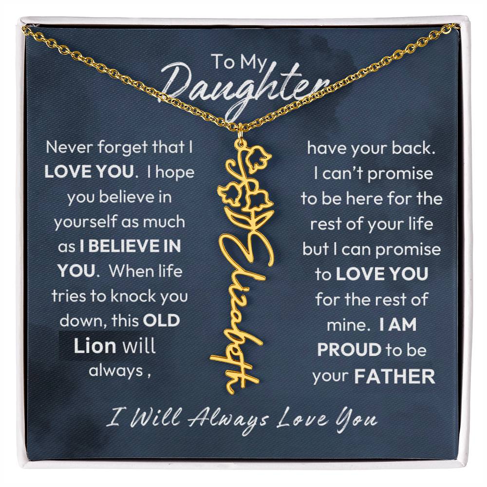 Father-Daughter | Believe In Yourself | Birth Flower Necklace | Gold Necklace