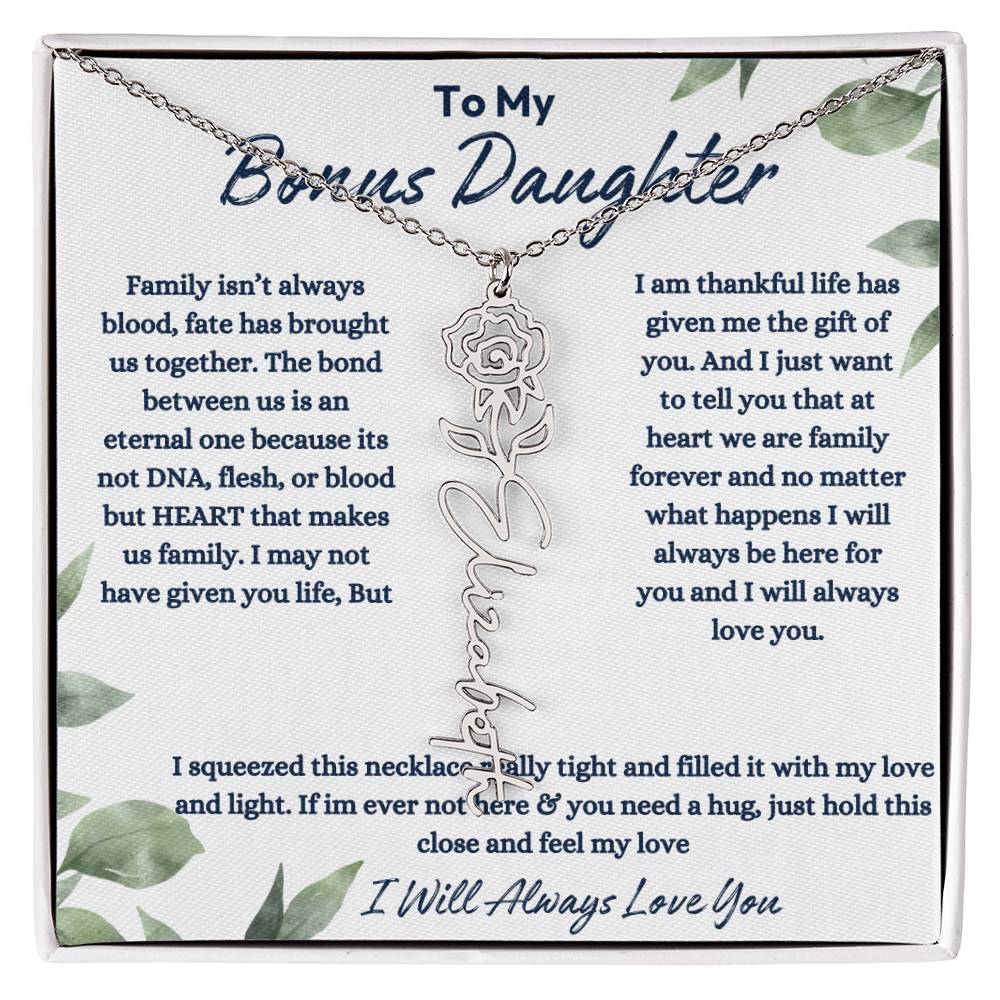 To My Bonus Daughter | Life gave me the Gift of You |  Birth Flower Necklace