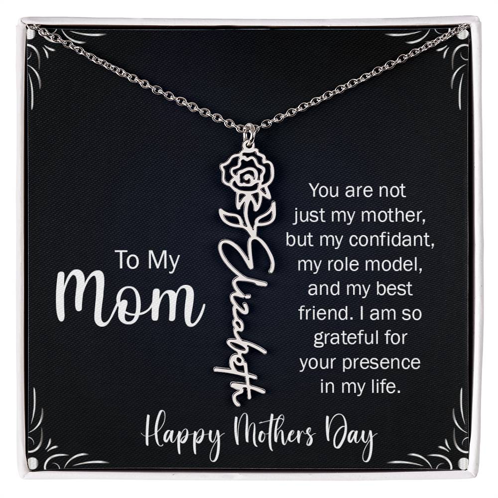 Happy Mothers day | My Best Friend, My Mom | Custom Birth Flower Necklace | 18K Gold Finish