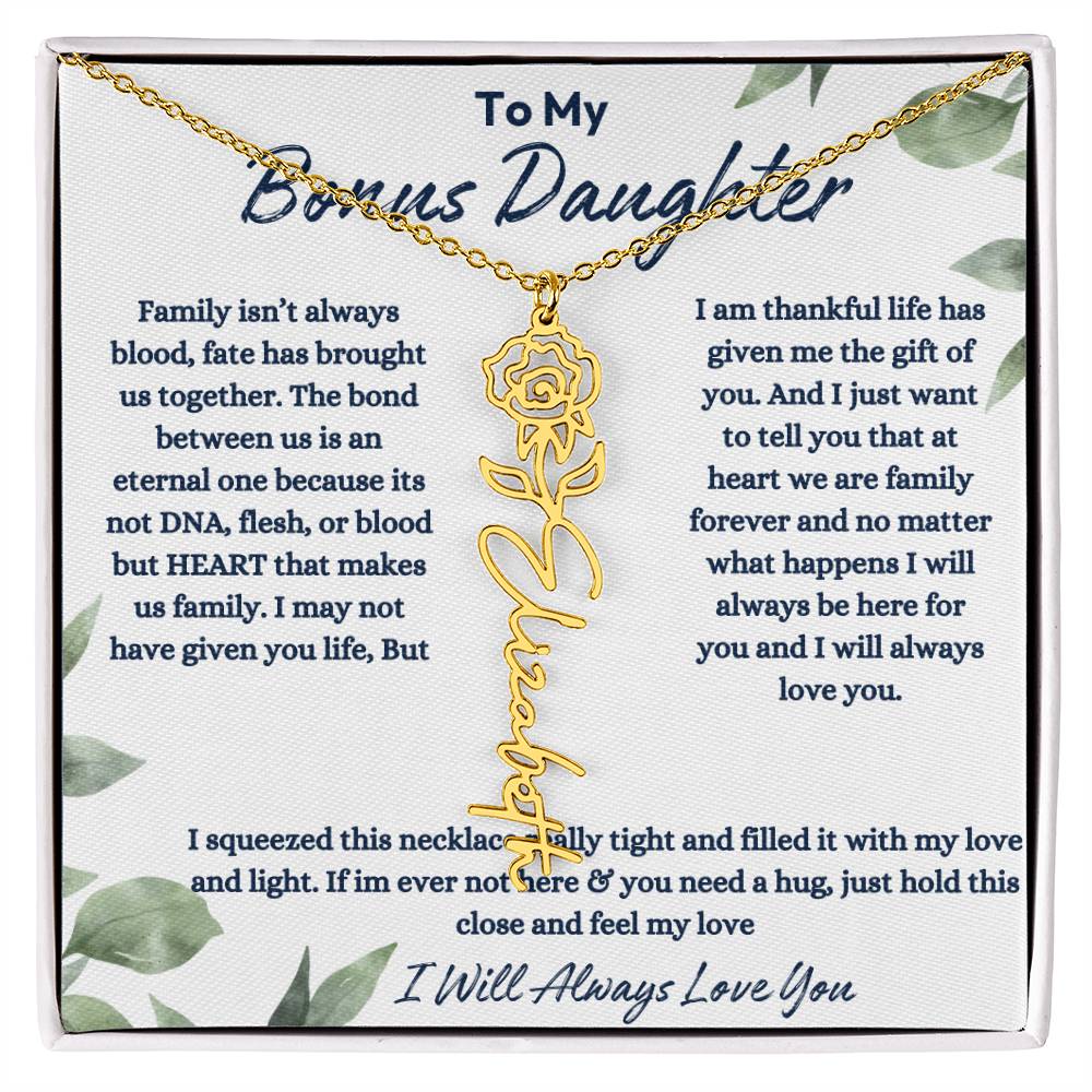 To My Bonus Daughter | Life gave me the Gift of You |  Birth Flower Necklace