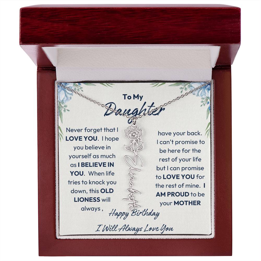 To My Daughter | Proud To Be Your Mother | Happy Birthday | Birth Flower Necklace