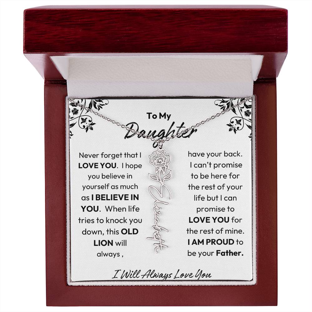 Father-Daughter |  I Believe In You | Birth Flower Necklace | Gold