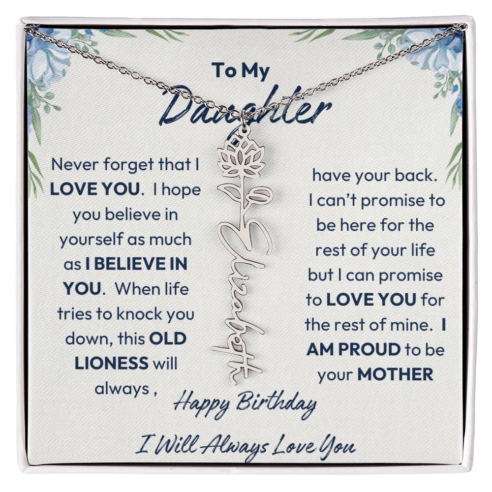 To My Daughter | Proud To Be Your Mother | Happy Birthday | Birth Flower Necklace