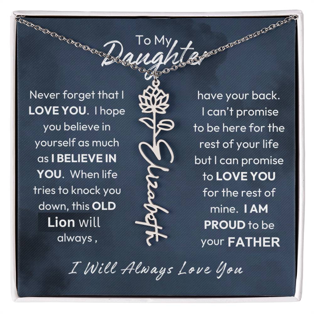 Father-Daughter | Believe In Yourself | Birth Flower Necklace | Gold Necklace