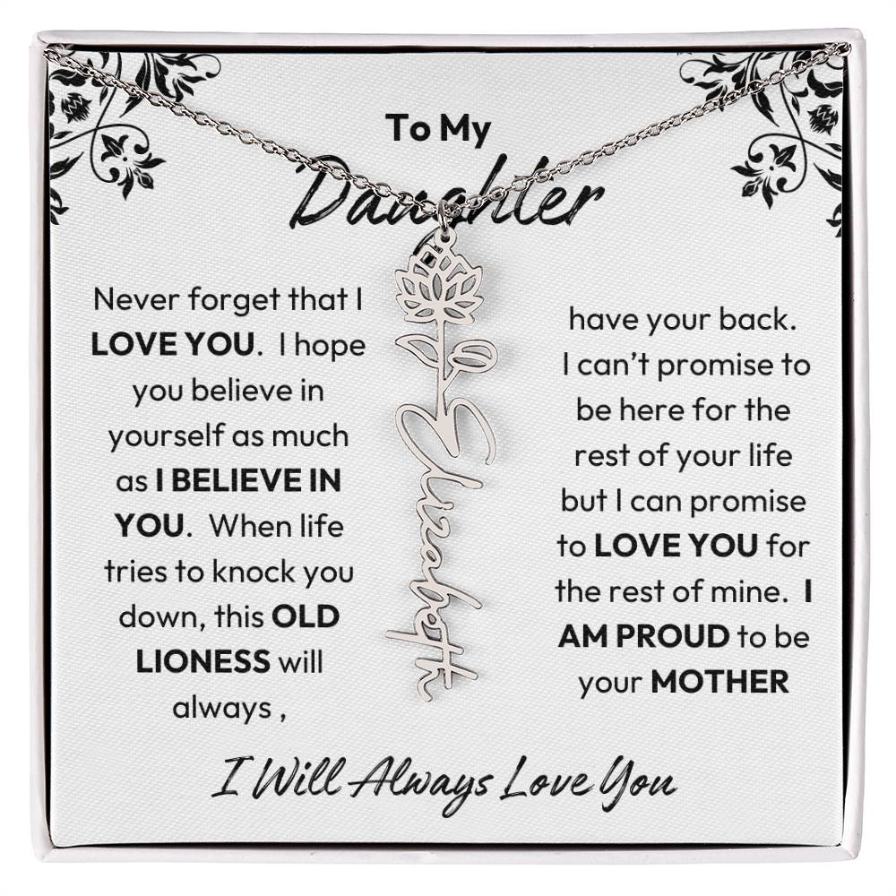 To My Daughter | I Believe In You | Birth Flower Necklace | From Mom