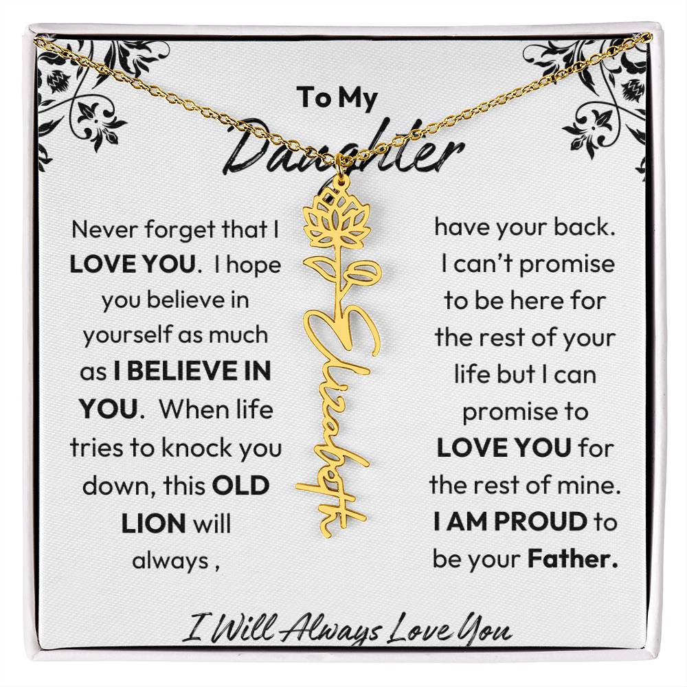 Father-Daughter |  I Believe In You | Birth Flower Necklace | Gold