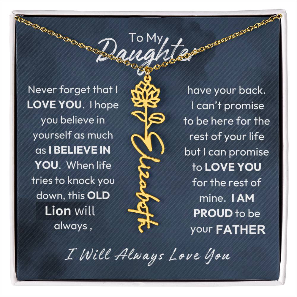 Father-Daughter | Believe In Yourself | Birth Flower Necklace | Gold Necklace