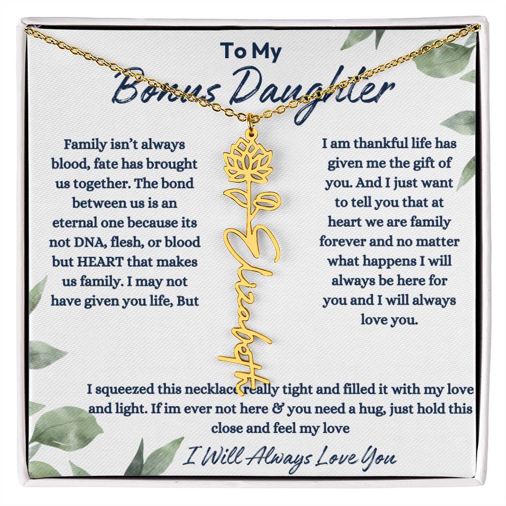 To My Bonus Daughter | Life gave me the Gift of You |  Birth Flower Necklace