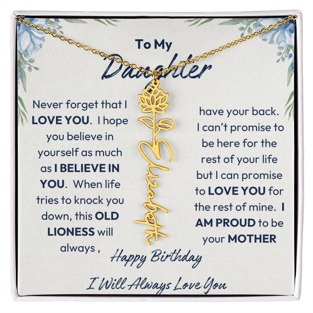 To My Daughter | Proud To Be Your Mother | Happy Birthday | Birth Flower Necklace