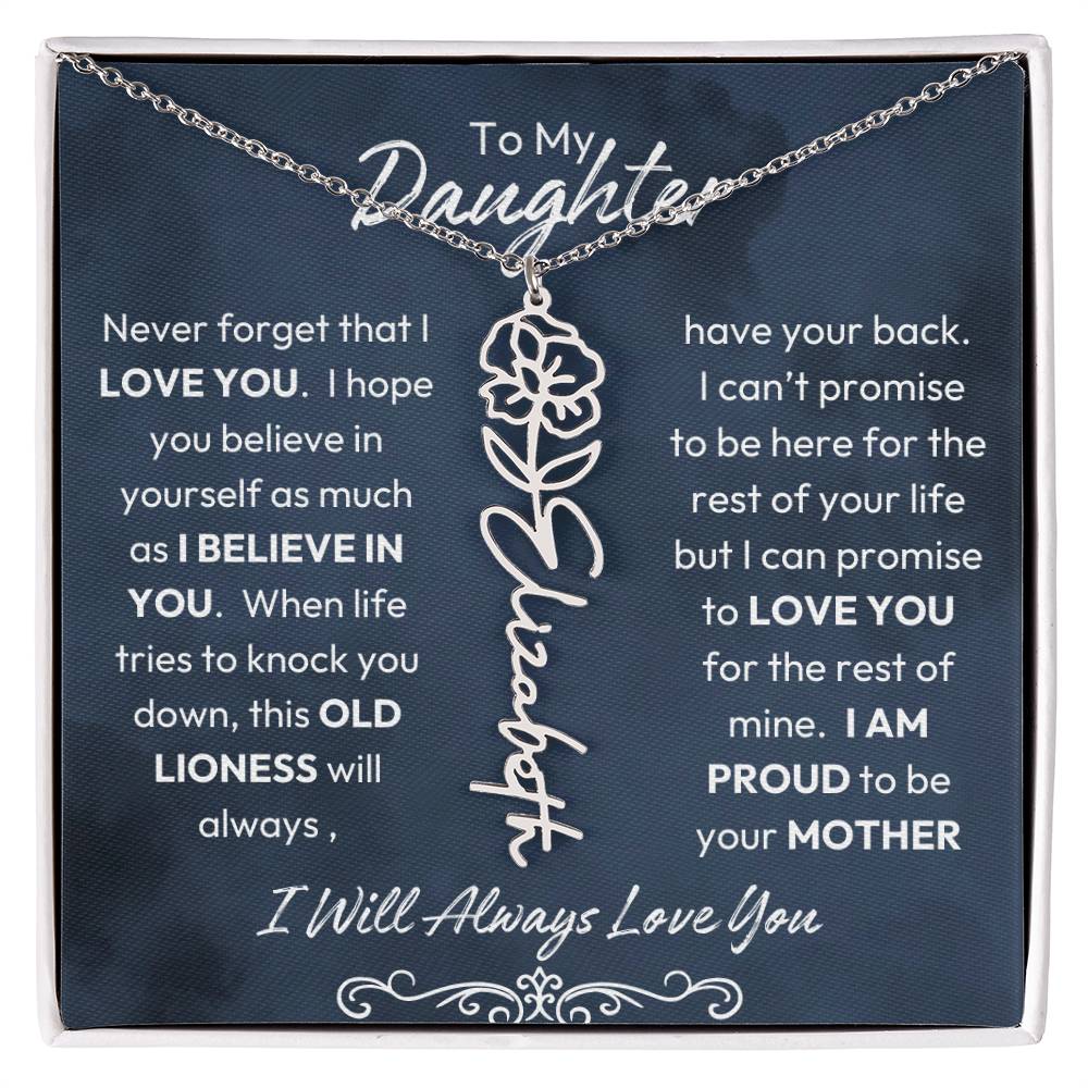 To My Daughter | Proud to Be Your Mother | Birth Flower Neckalce