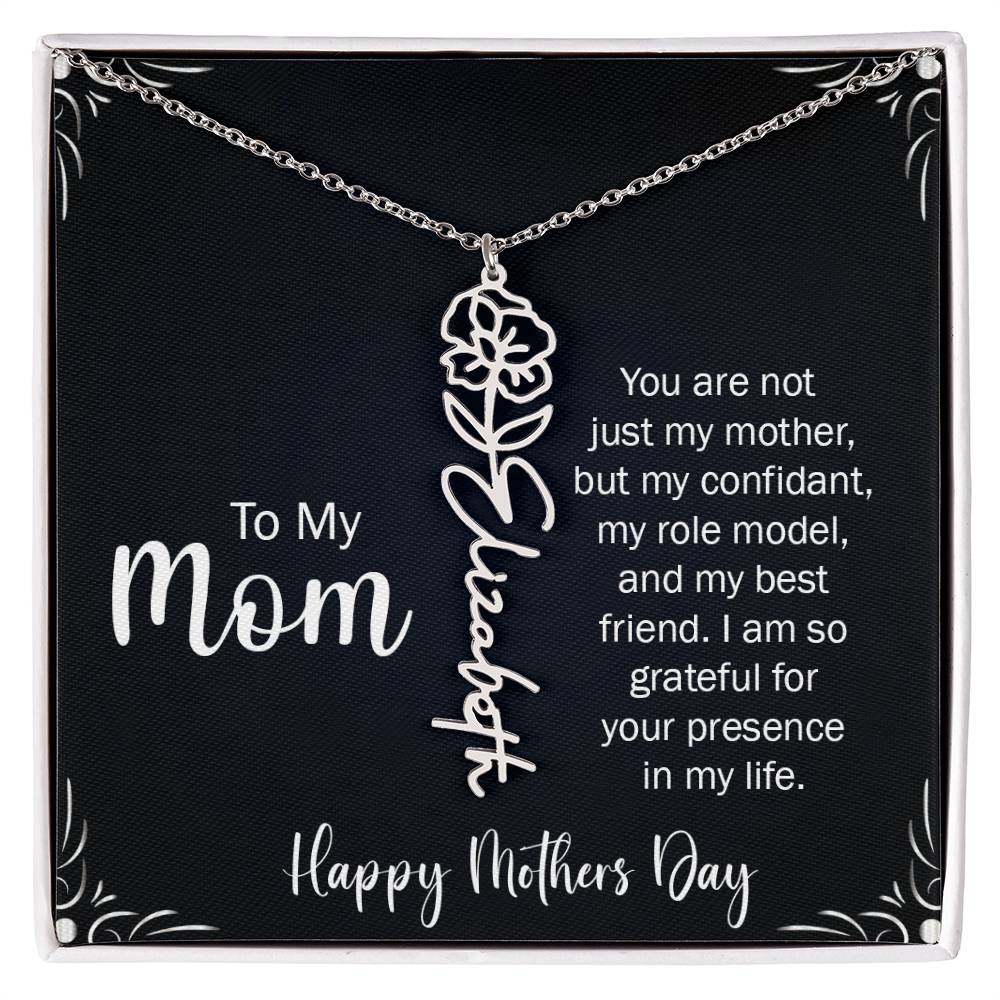 Happy Mothers day | My Best Friend, My Mom | Custom Birth Flower Necklace | 18K Gold Finish