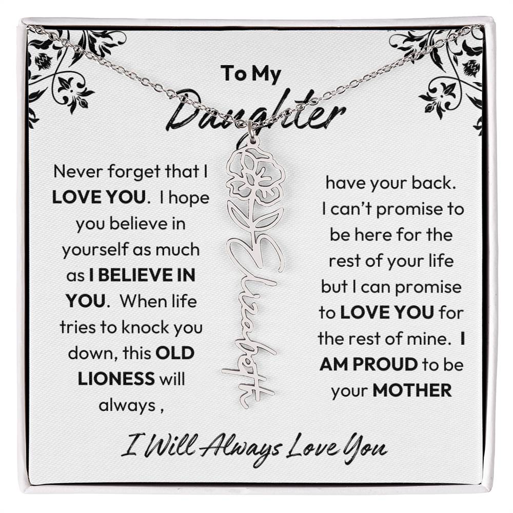 To My Daughter | I Believe In You | Birth Flower Necklace | From Mom