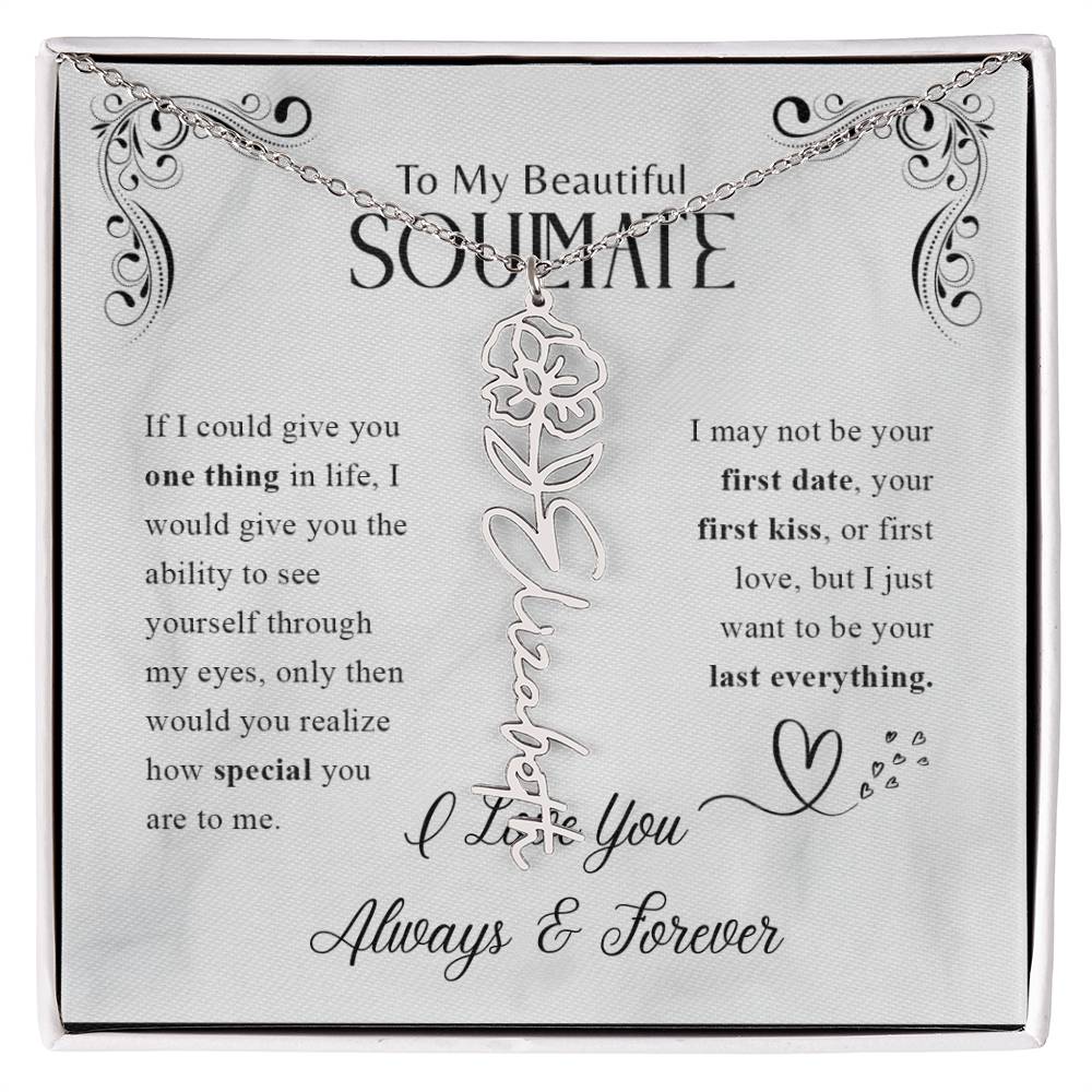 To My Beautiful Soulmate | Know How Special You Are | Birth Flower Necklace | 18K Finish