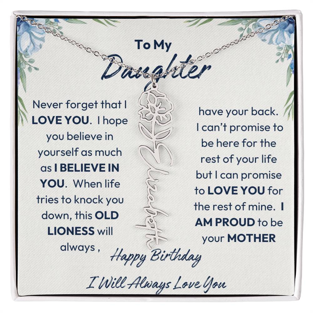 To My Daughter | Proud To Be Your Mother | Happy Birthday | Birth Flower Necklace