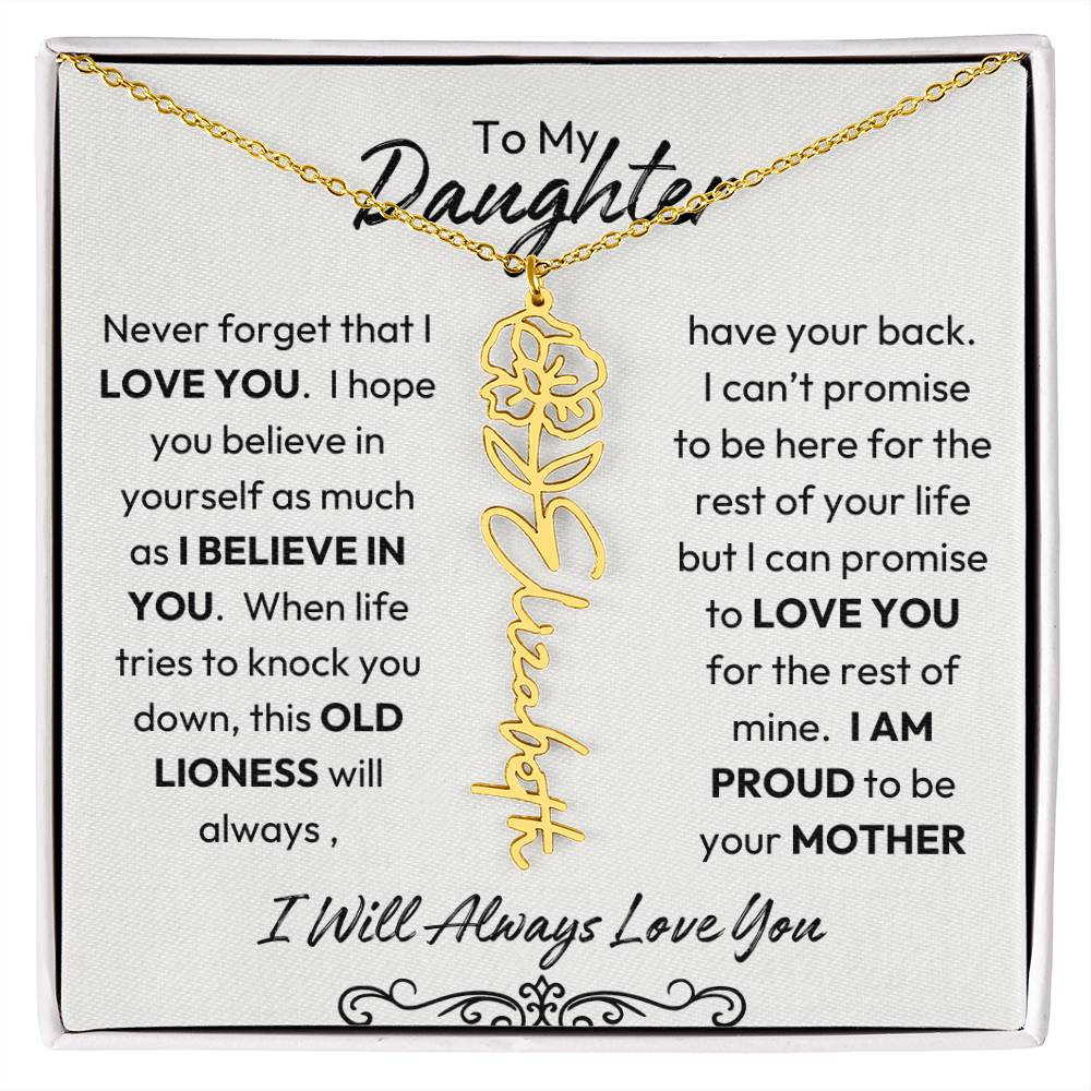 To My Daughter | Believe In You | Birth flower Necklace |  Mother-Daughter Keepsake