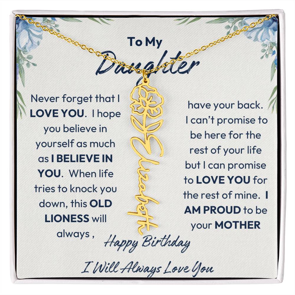 To My Daughter | Proud To Be Your Mother | Happy Birthday | Birth Flower Necklace