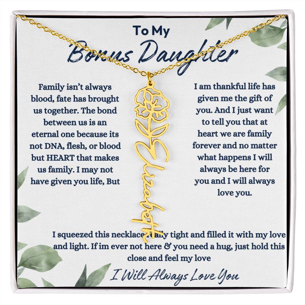 To My Bonus Daughter | Life gave me the Gift of You |  Birth Flower Necklace