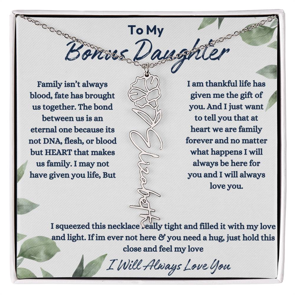 To My Bonus Daughter | Life gave me the Gift of You |  Birth Flower Necklace