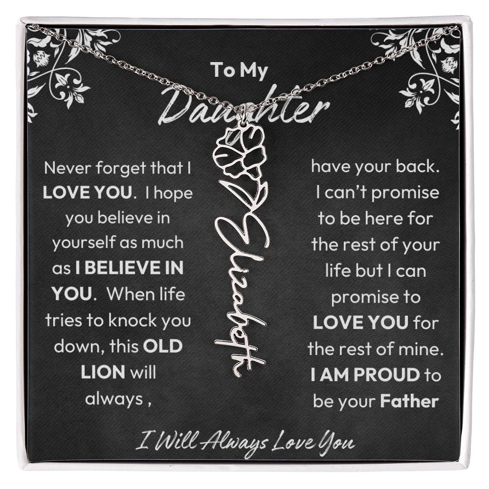 To My Daughter |  Proud To Be Your Father | Birth Flower Necklace | Gold