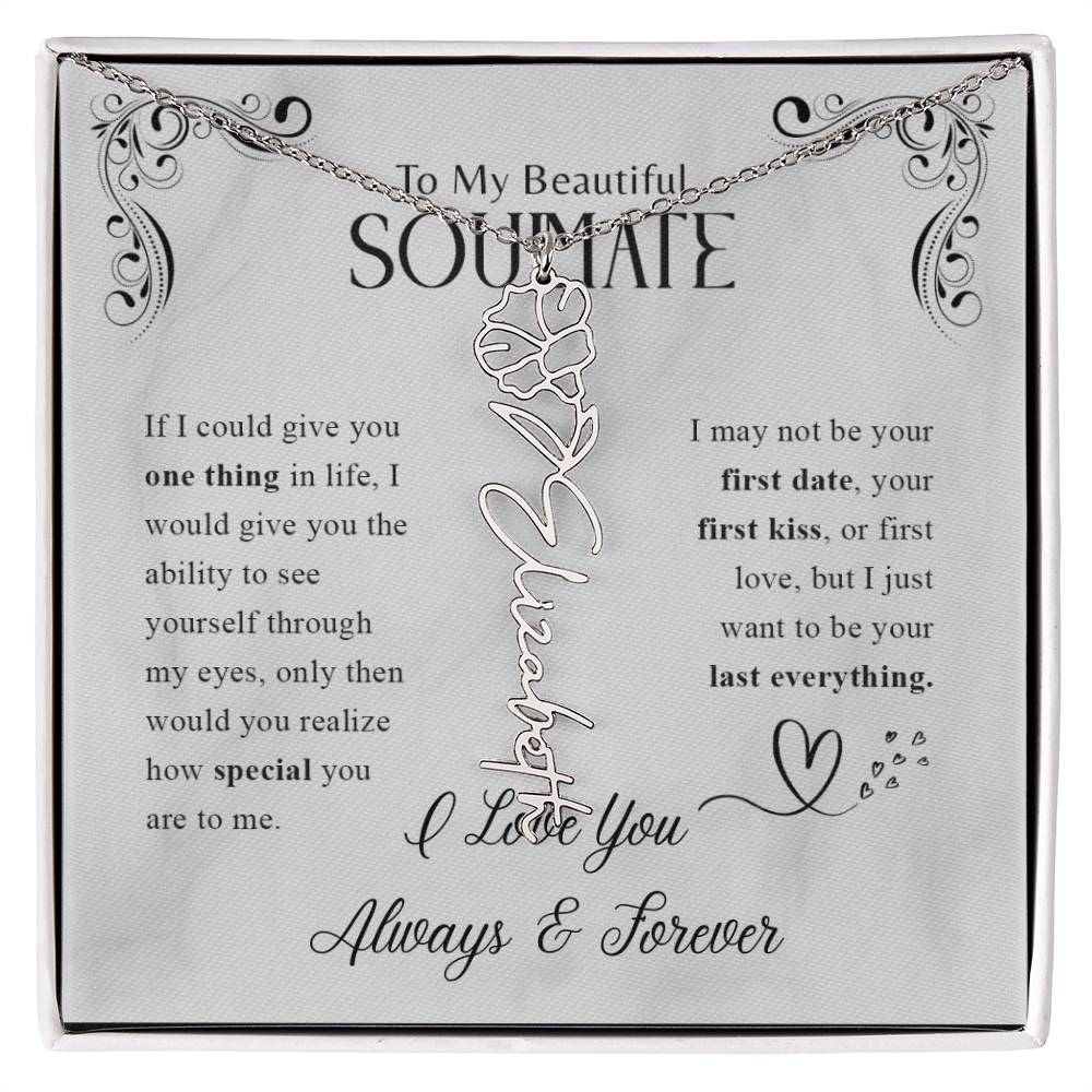 To My Beautiful Soulmate | Know How Special You Are | Birth Flower Necklace | 18K Finish