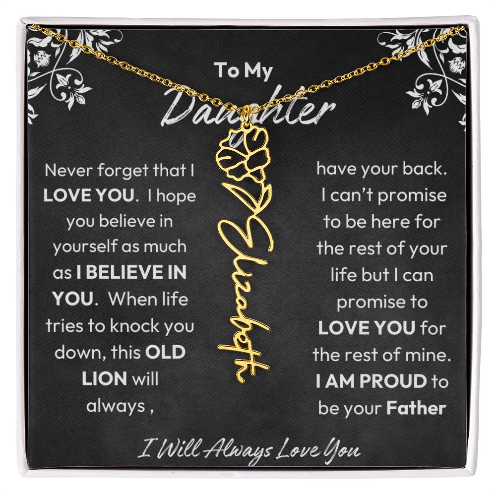 To My Daughter |  Proud To Be Your Father | Birth Flower Necklace | Gold