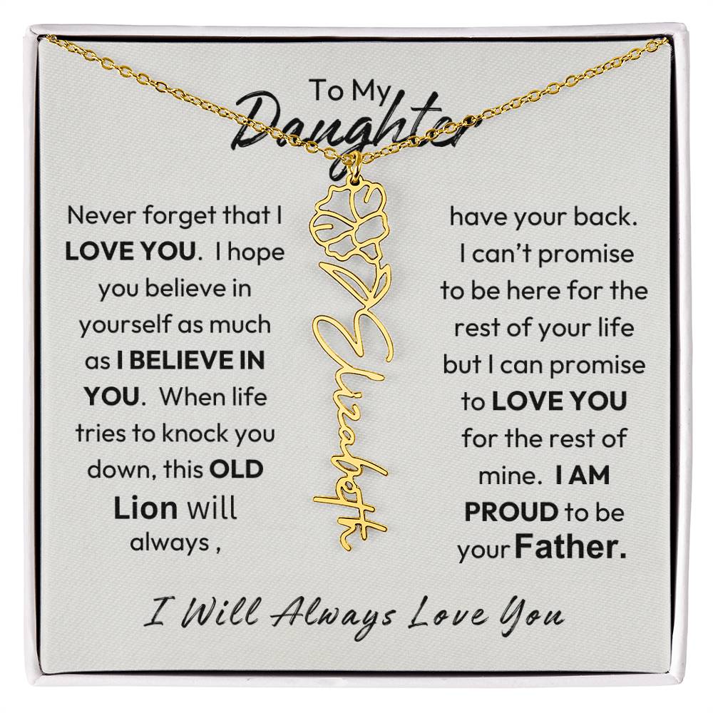 To My Daughter | I Believe In You | Birth Flower Necklace | Gold
