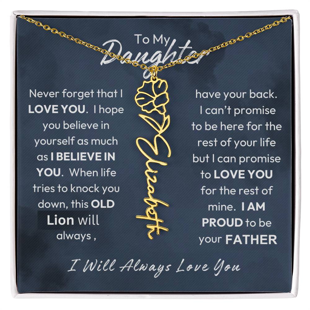 Father-Daughter | Believe In Yourself | Birth Flower Necklace | Gold Necklace