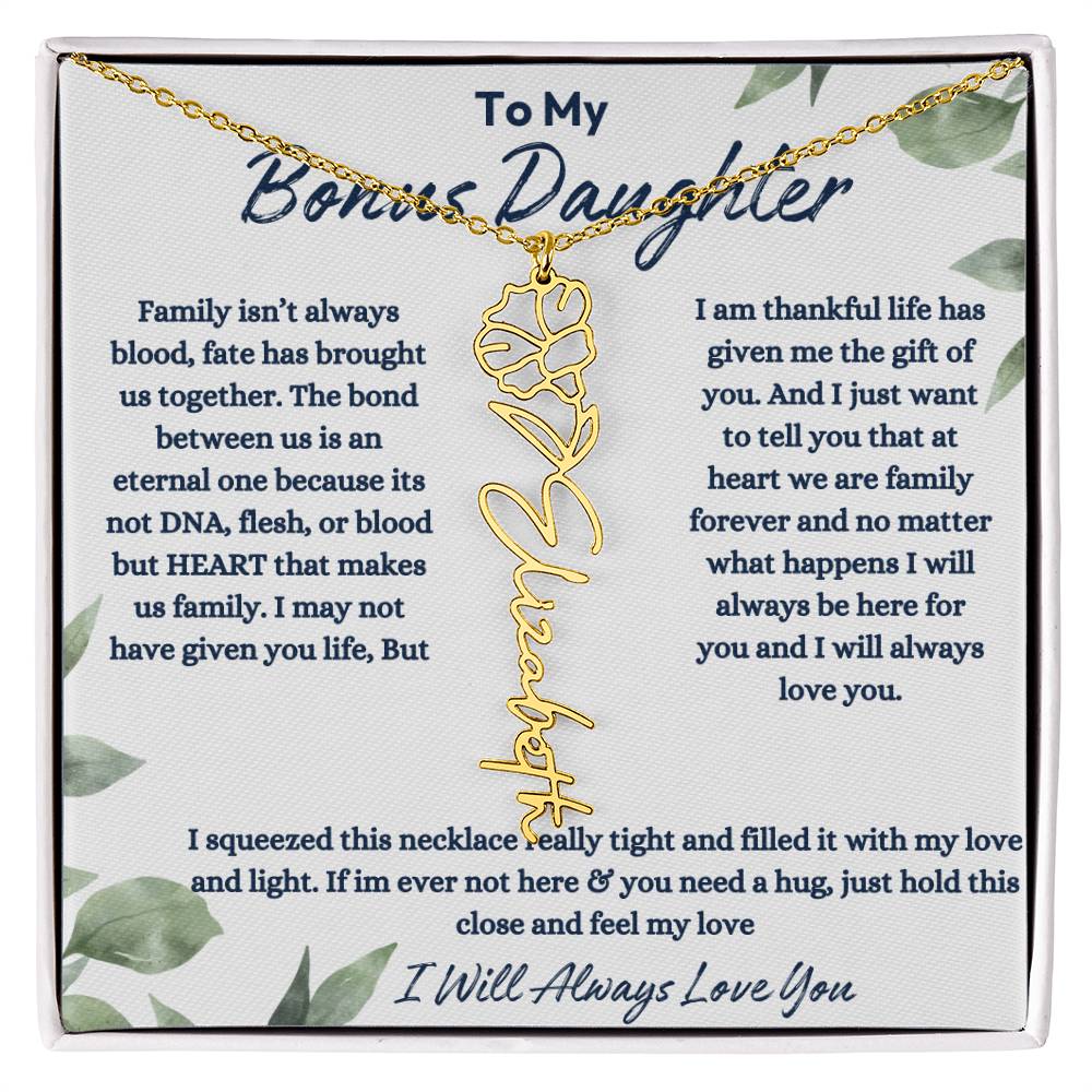 To My Bonus Daughter | Life gave me the Gift of You |  Birth Flower Necklace