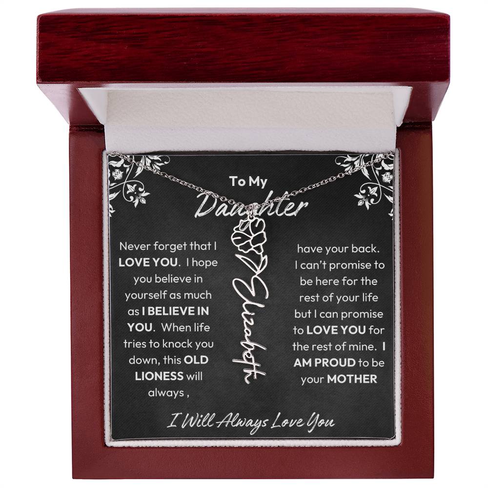 To My Daughter | Proud To Be Your Mother | Birth Flower Necklace