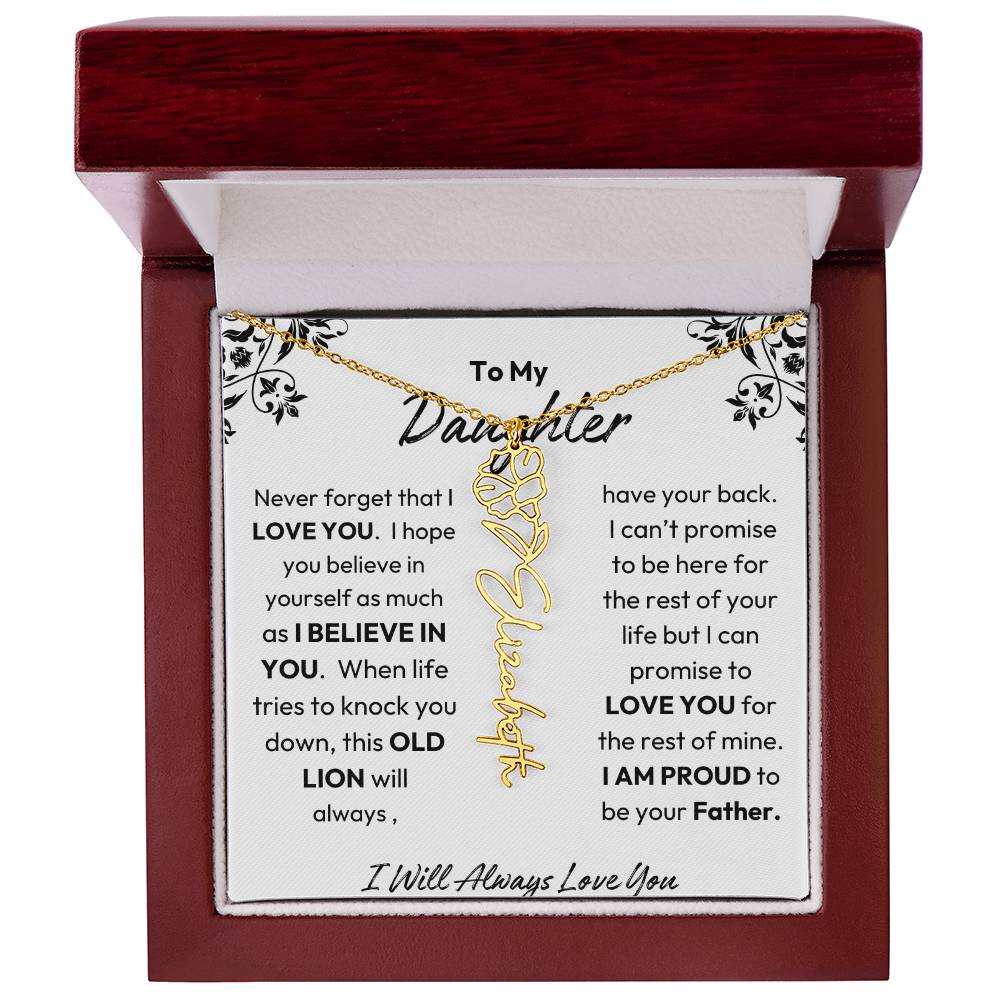 Father-Daughter |  I Believe In You | Birth Flower Necklace | Gold