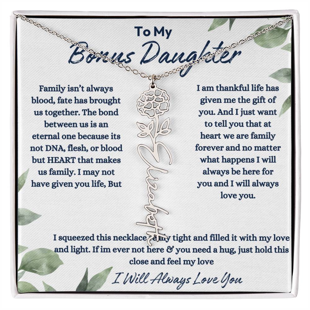 To My Bonus Daughter | Life gave me the Gift of You |  Birth Flower Necklace