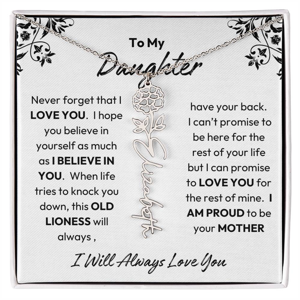 To My Daughter | I Believe In You | Birth Flower Necklace | From Mom